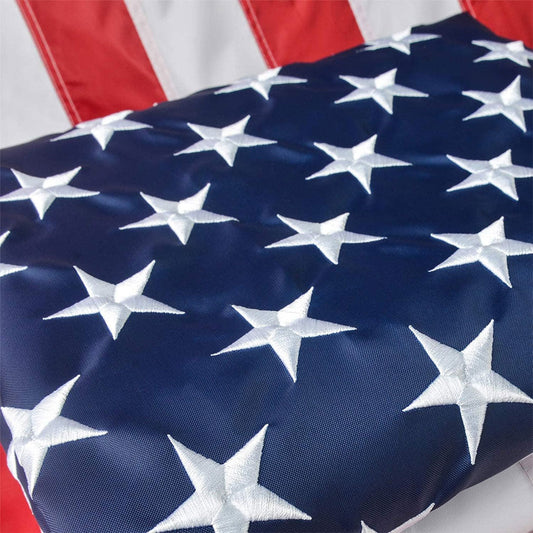 American Flag 8x10 Ft, Large American Flags for Outside, US USA Flag with Oxford Nylon Material, Vivid Color, Sewn Stripes, Brass Grommets, Embroidered Stars, Perfect for Indoor/Outdoor High Wind Use
