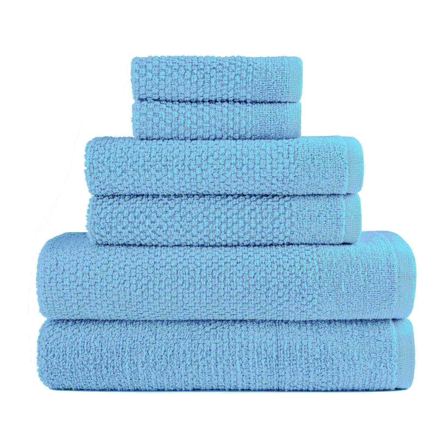 Dan River 6 Piece Popcorn Cotton Bath Towel Set.