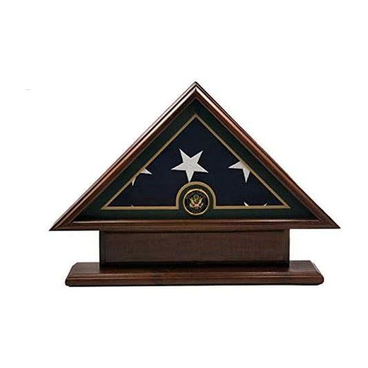 5'x9' Flag Display Case for American Veteran Burial Flag - Solid Wood, Cherry Finish with Name Plate Space, Army