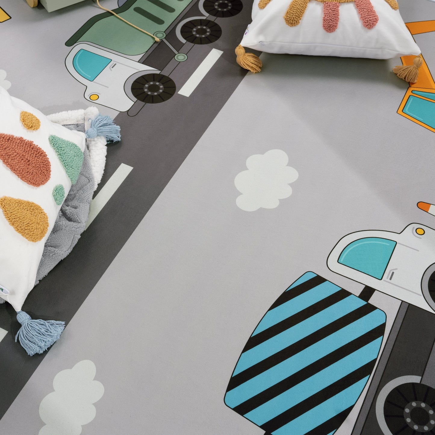 Kids Play-Mat Bob Construction Road with Trucks & Cranes