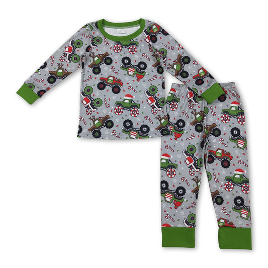 Christmas hat truck candy cane kids boys pajamas