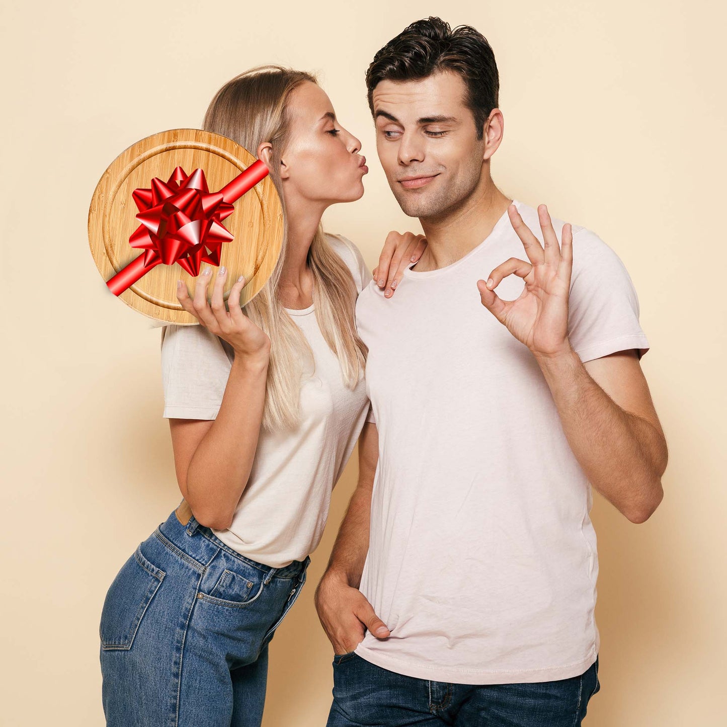 Bamboo Cheese Board and Knife Set - 10 Inch Swiveling Charcuterie Board with Slide-Out Drawer