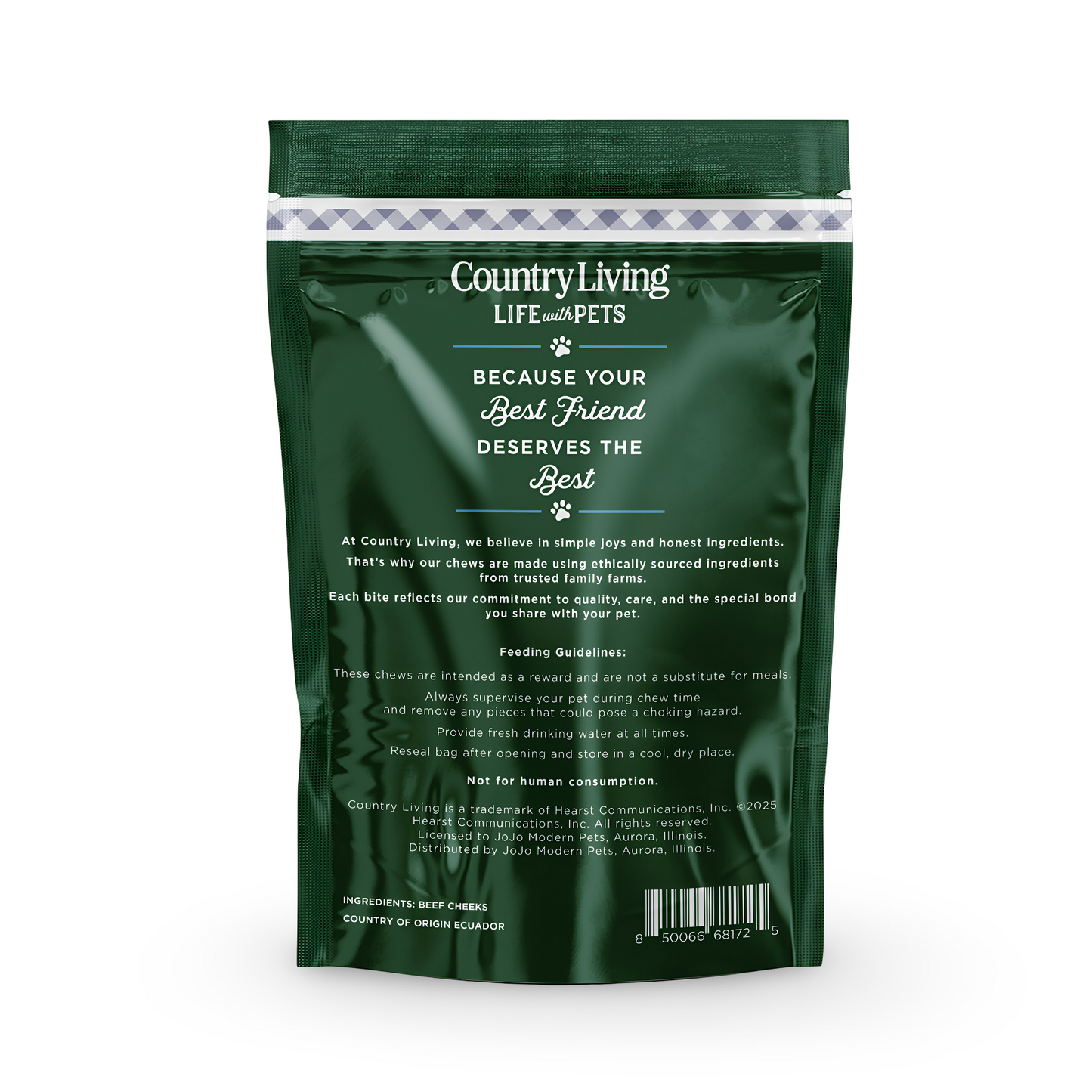 Country Living 4” x 4” Beef Cheek Chip Dog Treats – Chicken Flavor – 5 Count Bag – All-Natural, High-Protein, Long-Lasting Dog Chews