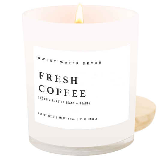 Fresh Coffee Soy Candle - White Jar - 11 oz