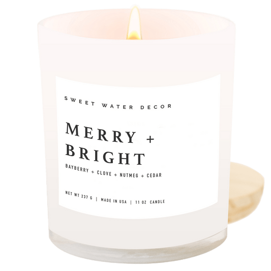 Merry and Bright Soy Candle - White Jar - 11 oz