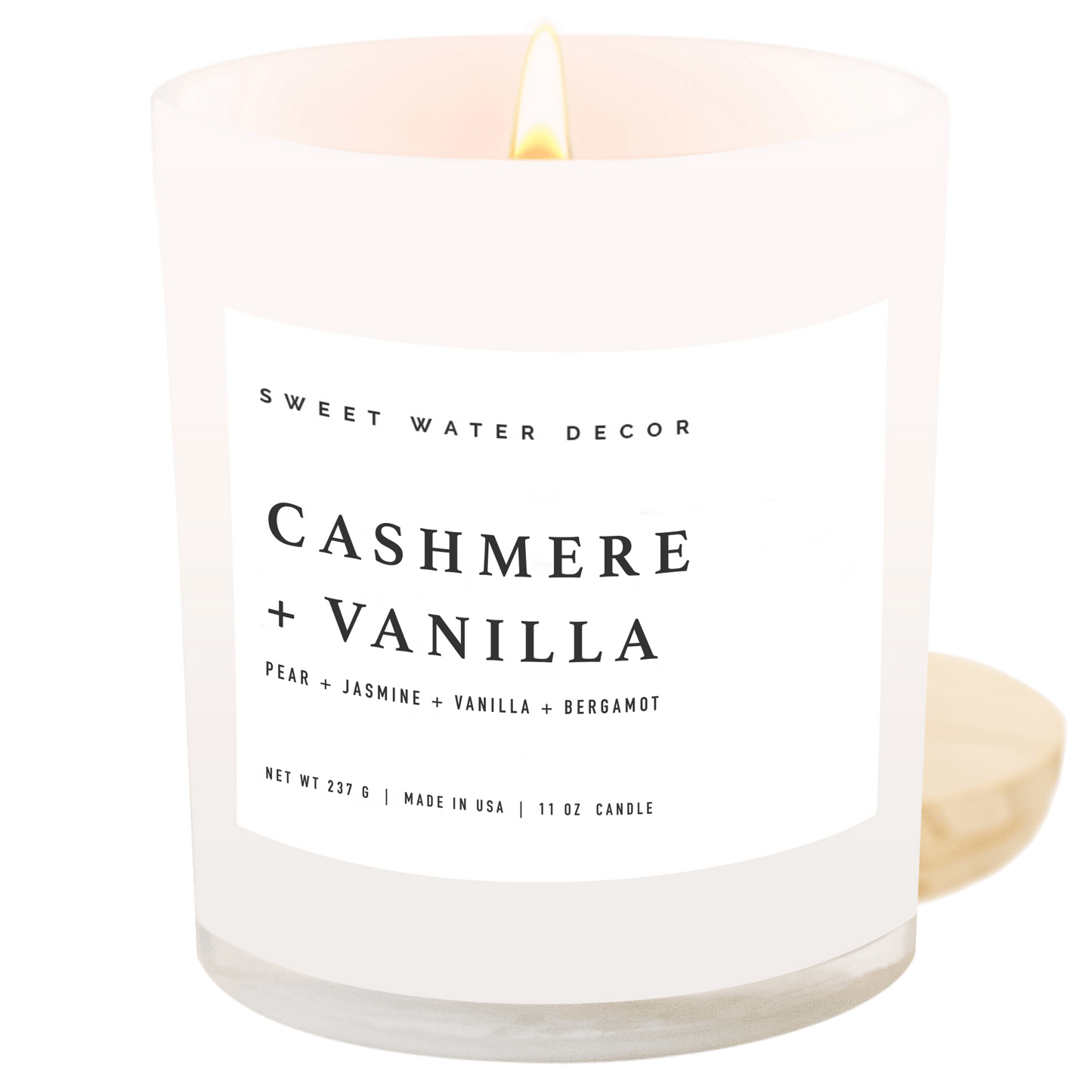 Cashmere and Vanilla Soy Candle - White Jar - 11 oz