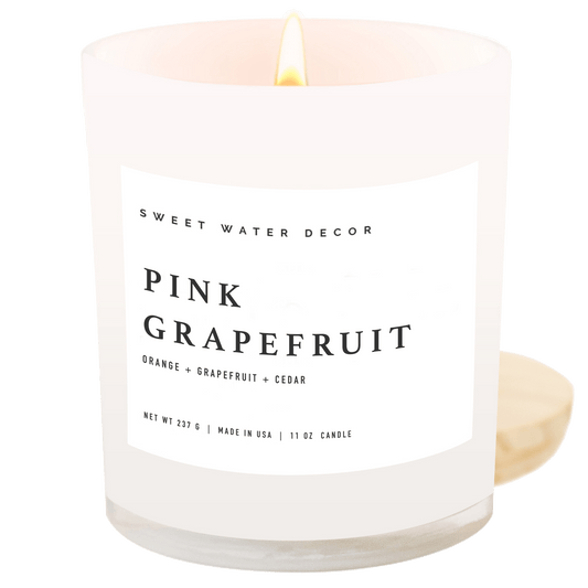Pink Grapefruit Soy Candle - White Jar - 11 oz
