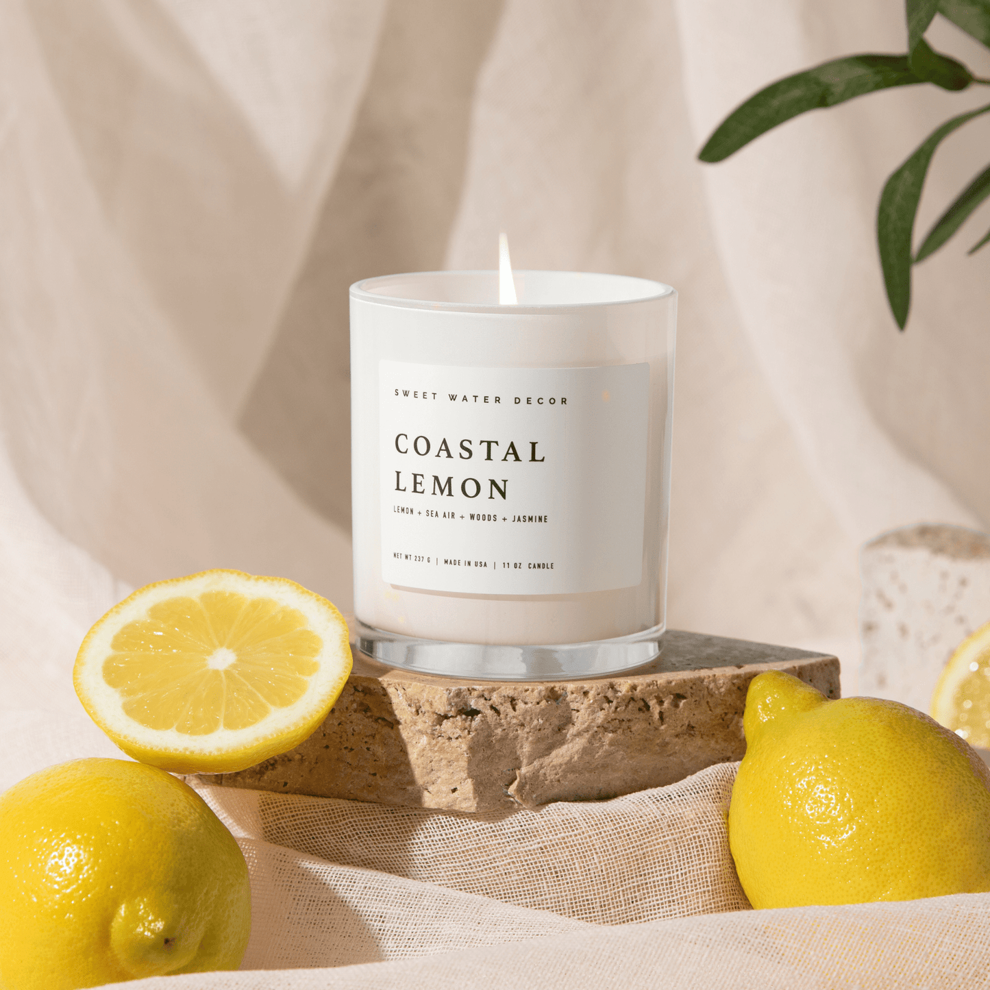 Coastal Lemon Soy Candle - White Jar - 11 oz