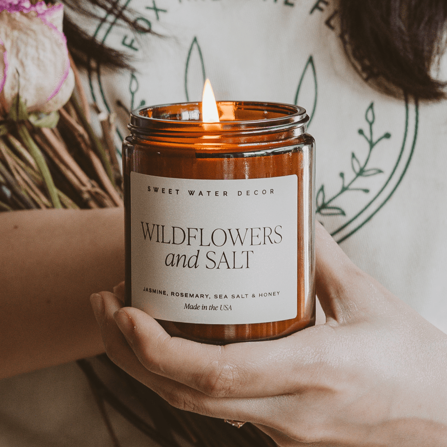 Wildflowers and Salt Soy Candle - Amber Jar - 9 oz