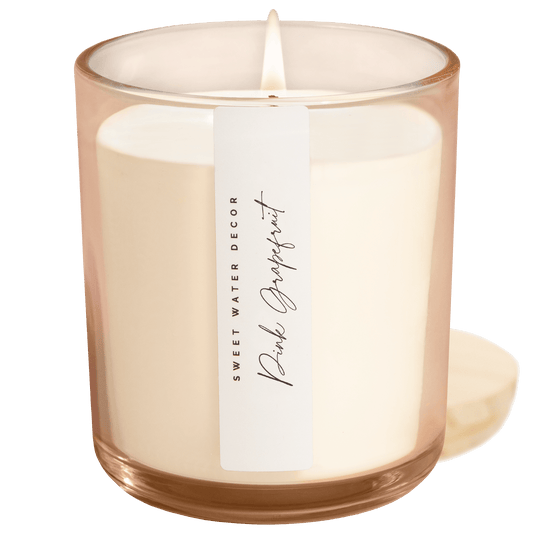 Pink Grapefruit Soy Candle - Tinted Glass Jar - 12 oz