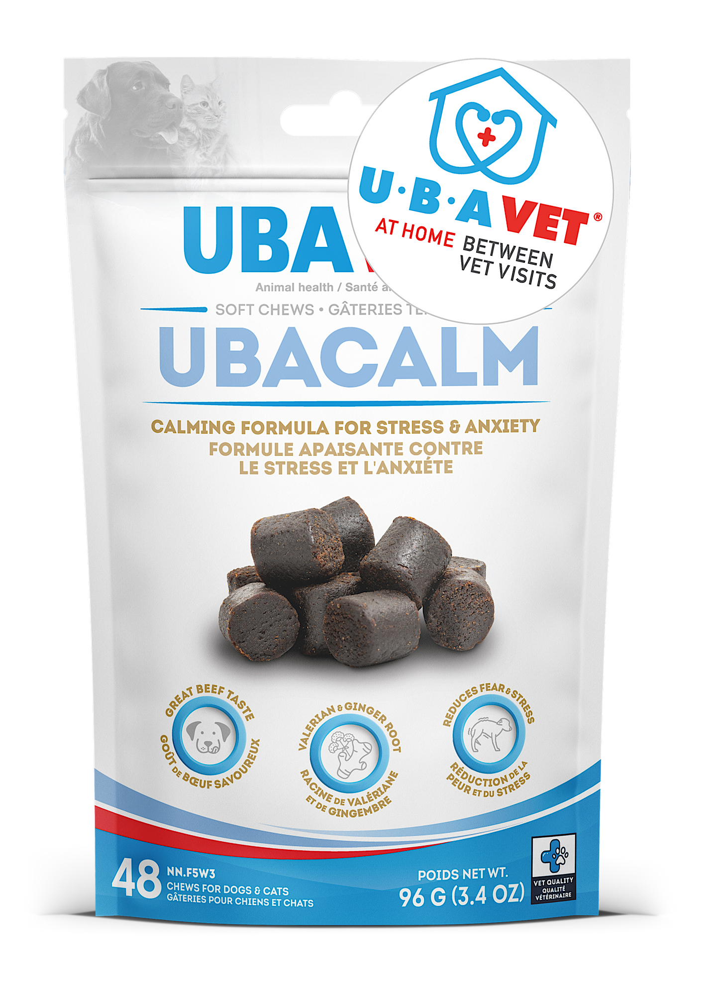 UBAVET UBACALM Calming Soft Chews for Dogs & Cats – Natural Stress & Anxiety Relief
