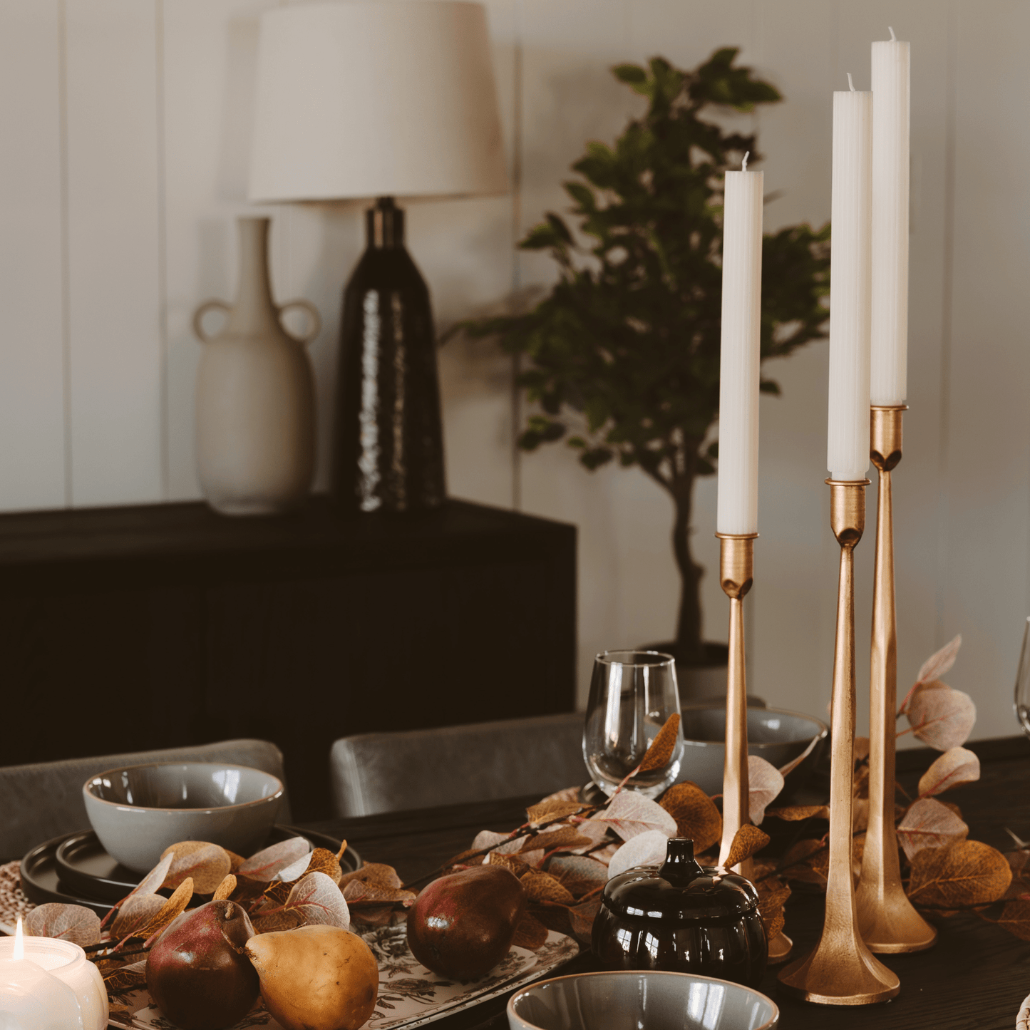 Gold Cast Iron Taper Candle Holders