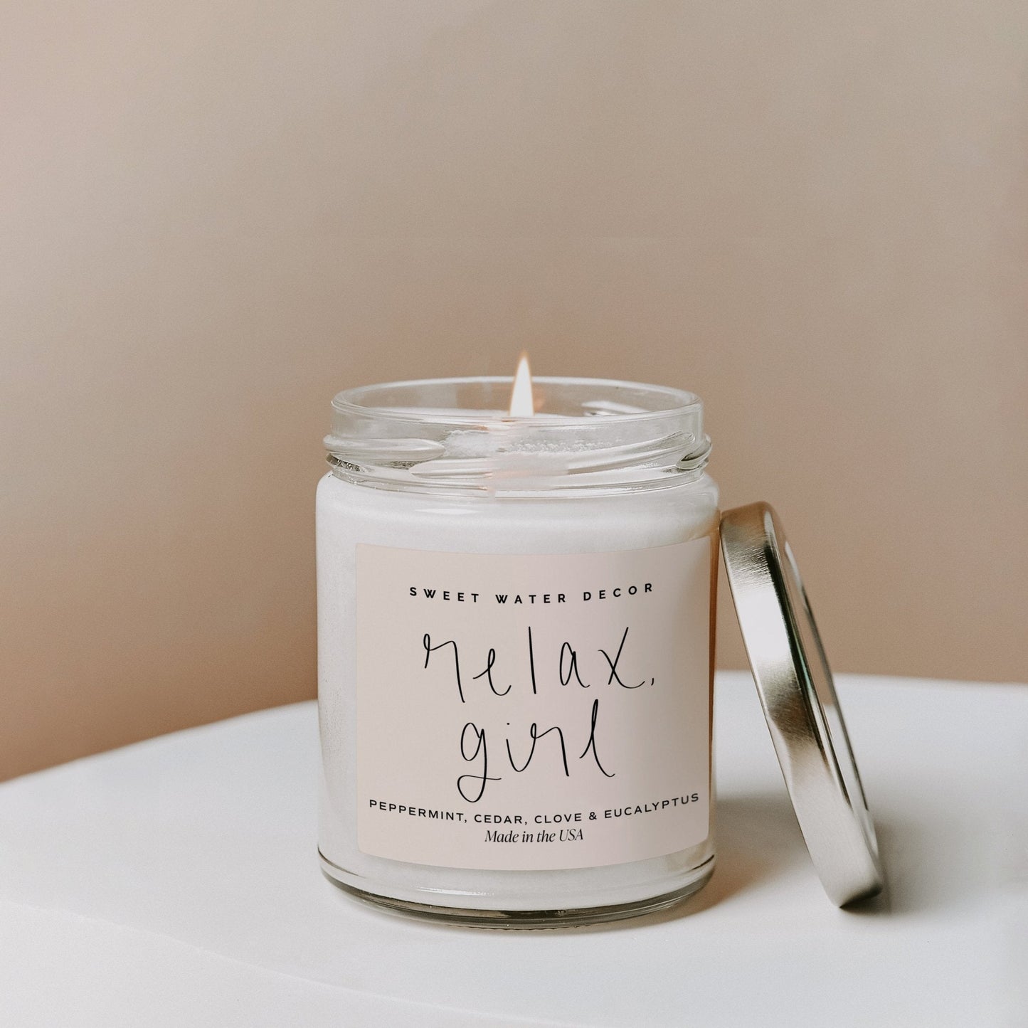 Relax, Girl Soy Candle - Clear Jar - 9 oz (Relaxation)