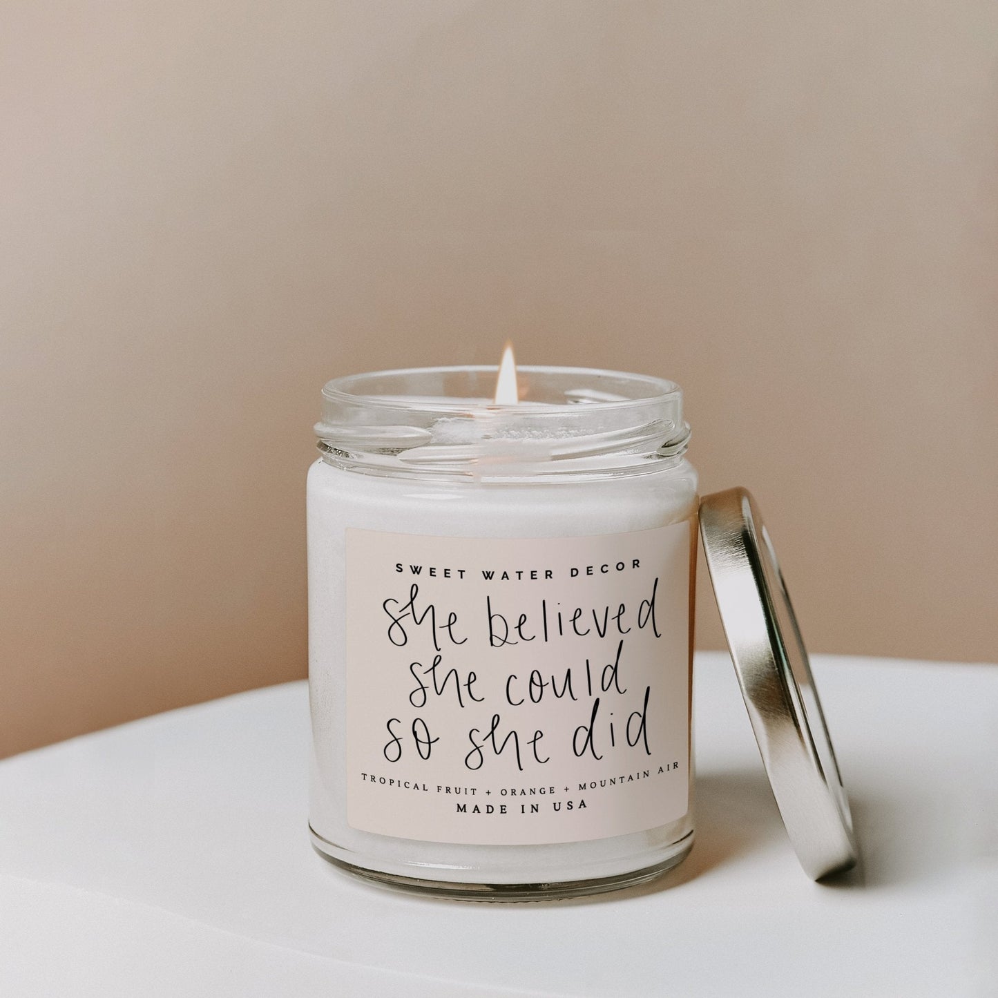 She Believed She Could So She Did Soy Candle - Clear Jar - 9 oz (Island Air)