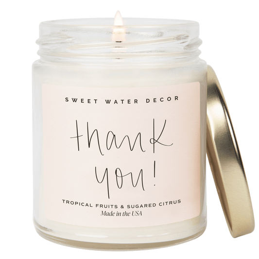 Thank You! Soy Candle - Clear Jar - 9 oz (Island Air)