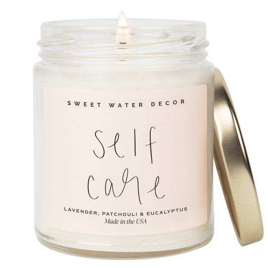 Self Care Soy Candle - Clear Jar - 9 oz (Lavender and Eucalyptus, Calm and Comfort)