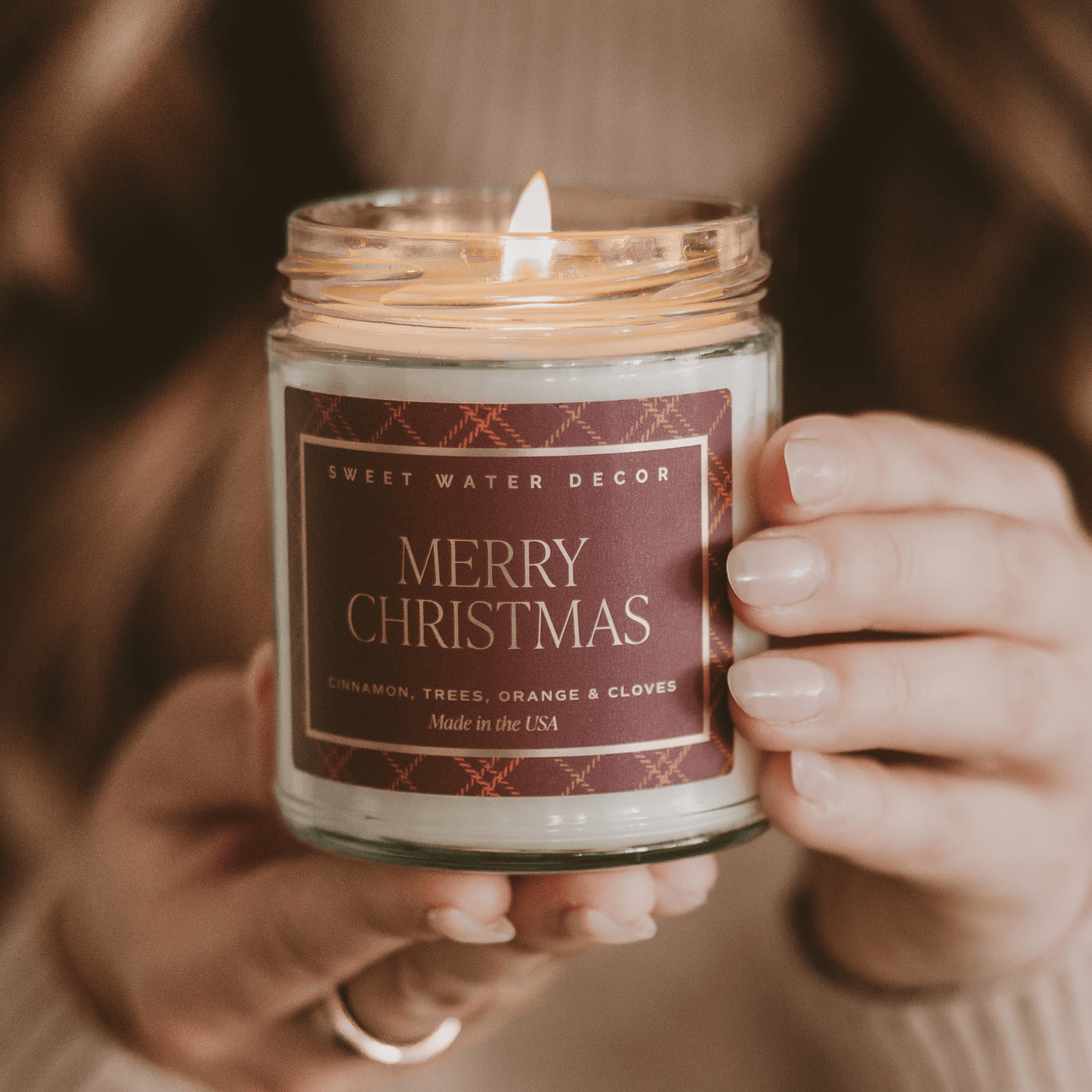 Merry Christmas Soy Candle - 9 oz Clear Jar (Christmas)