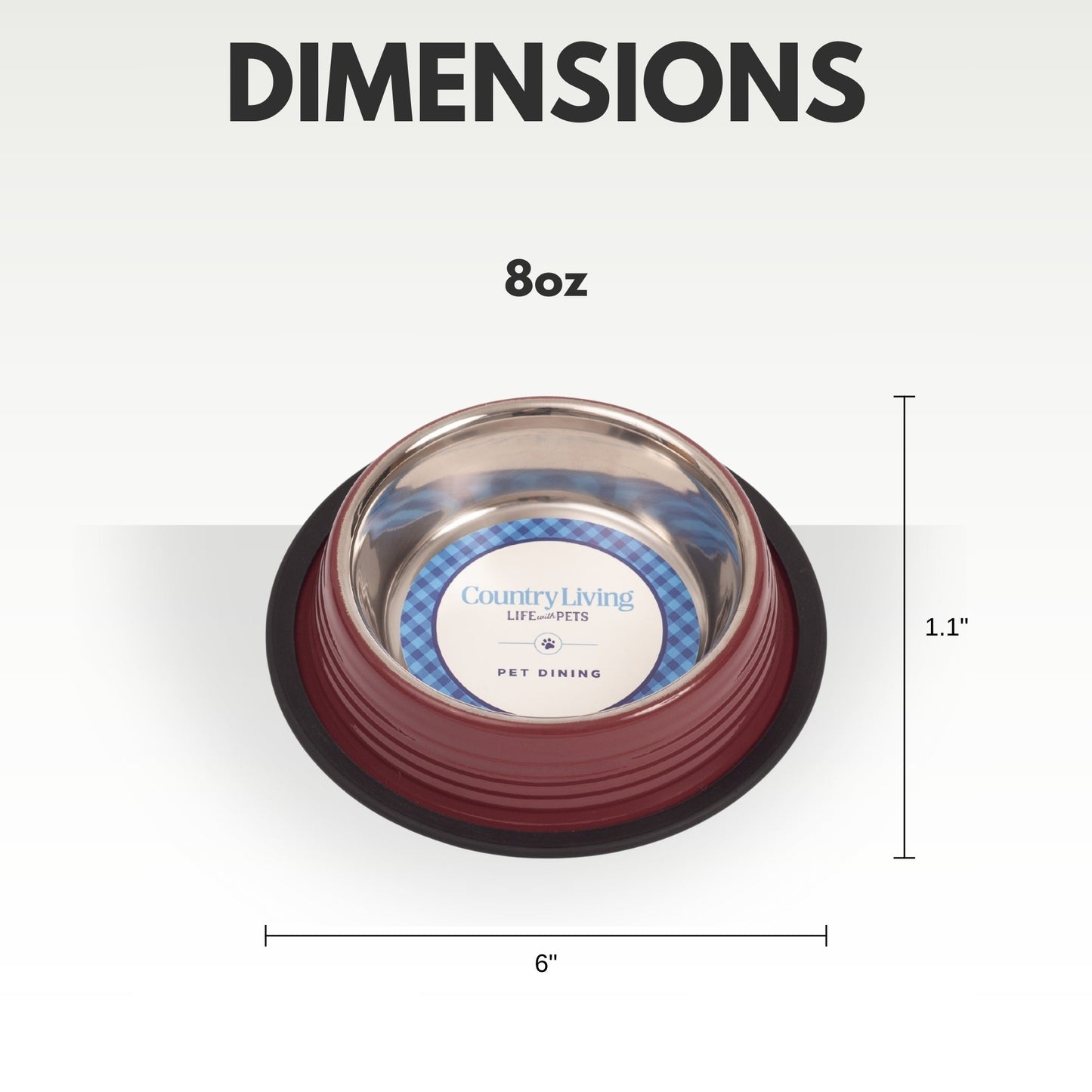 Country Living Set of 2 Ribbed Non-Slip Pet Bowls – Merlot Red