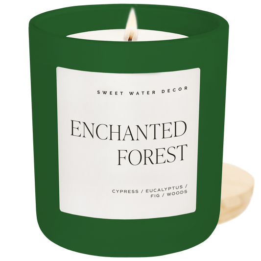 Enchanted Forest Soy Candle - Green Matte Jar - 15 oz (Let it Snow)