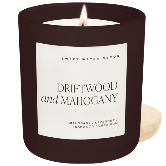 Driftwood and Mahogany Soy Candle - Brown Matte Jar - 15 oz