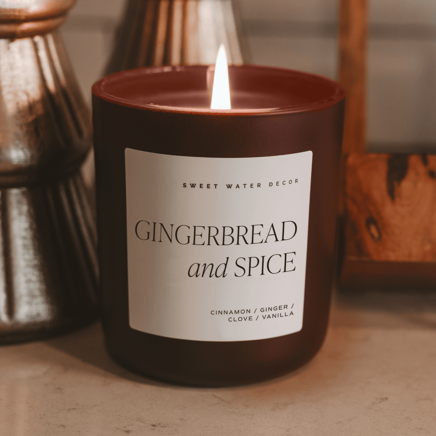 Gingerbread and Spice Soy Candle - Brown Matte Jar - 15 oz