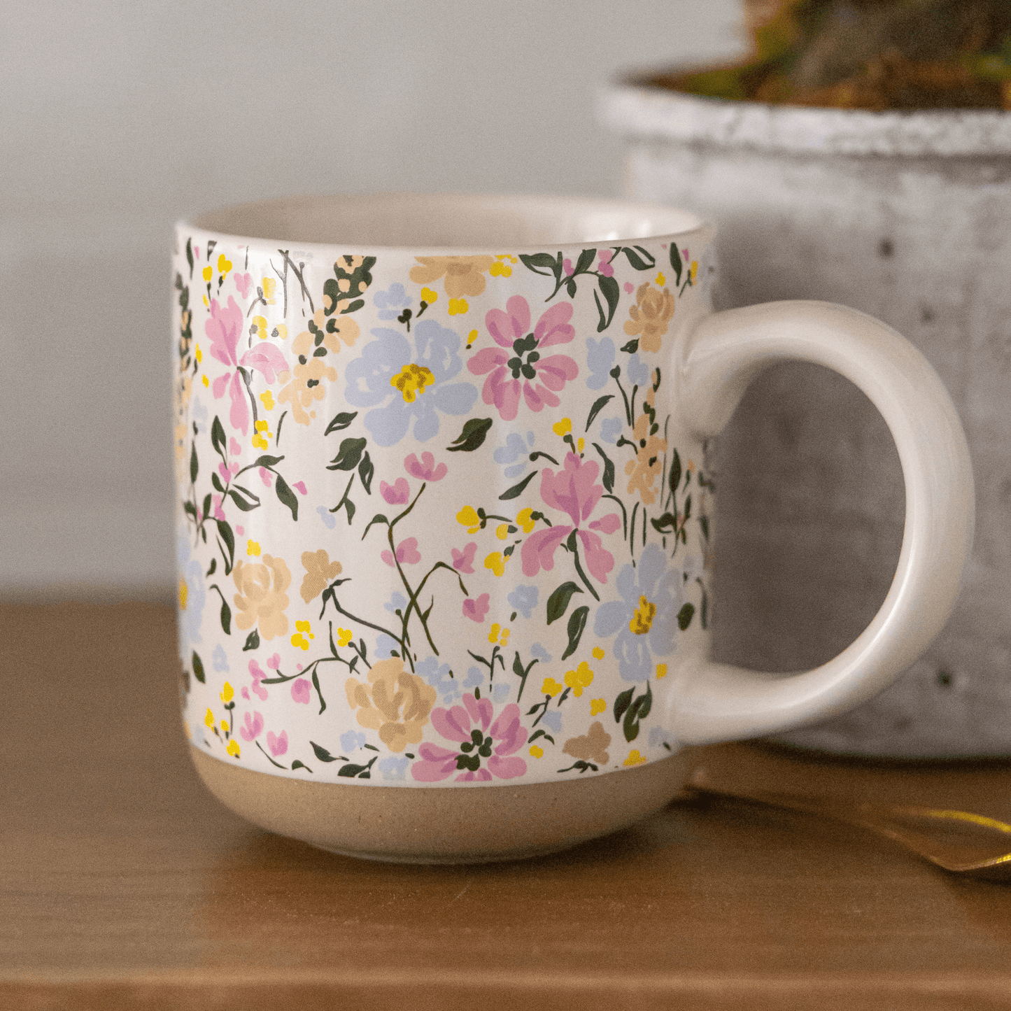 Floral 14oz. Stoneware Coffee Mug