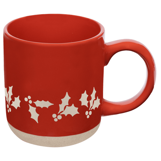 Holly 14oz. Red Stoneware Coffee Mug
