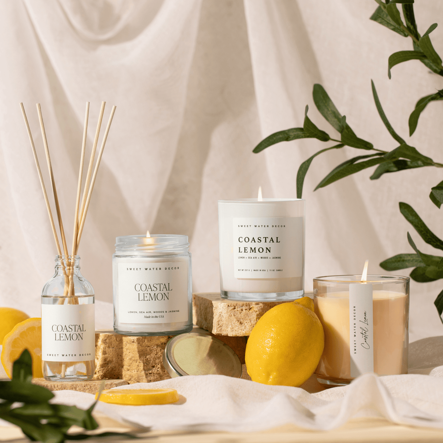 Coastal Lemon Soy Candle - White Jar - 11 oz