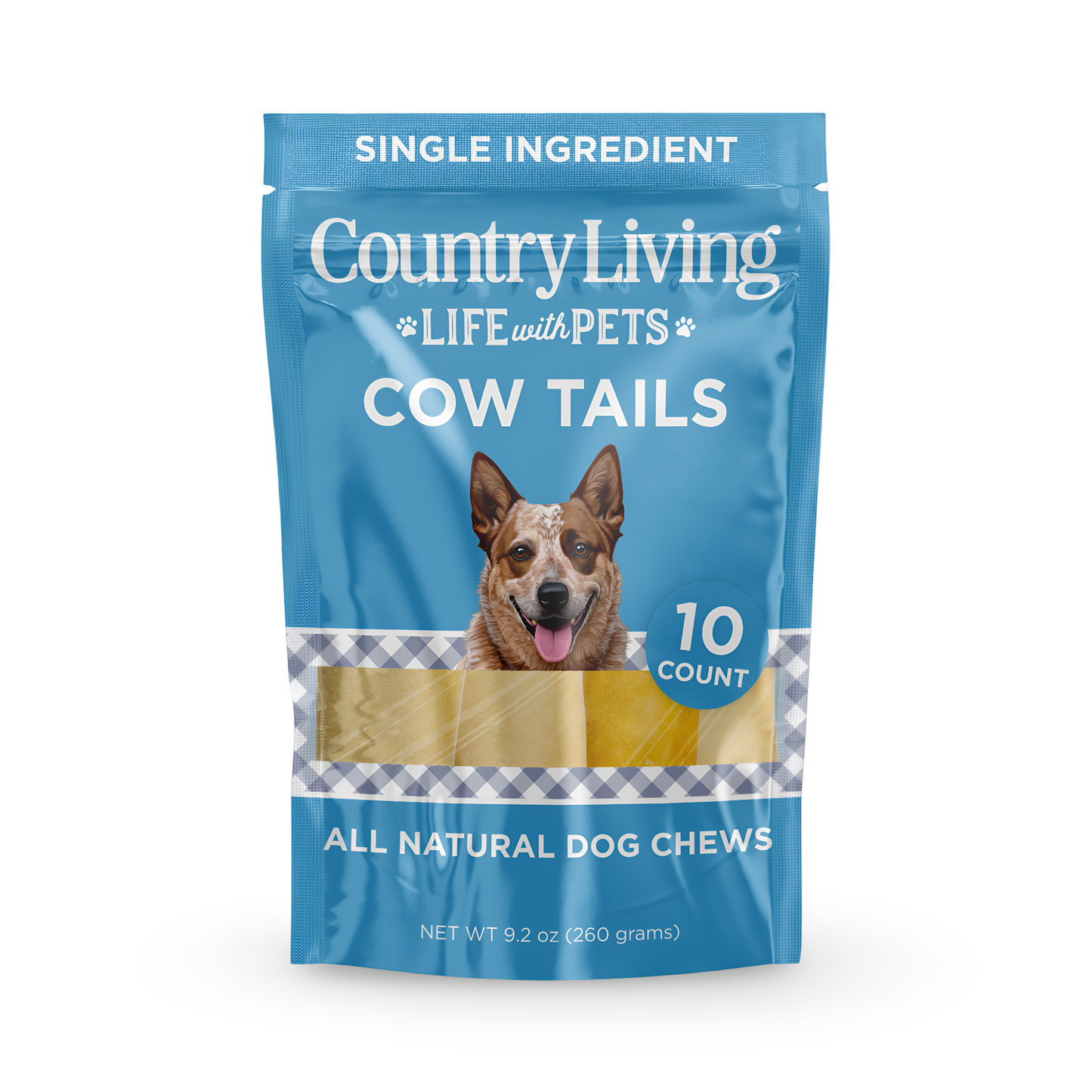 Country Living 5”-7” Cow Tails Dog Chews – 10 Count Bag – All-Natural, Single-Ingredient, Long-Lasting Beef Chews – High-Protein, Grain-Free – Promotes Dental Health