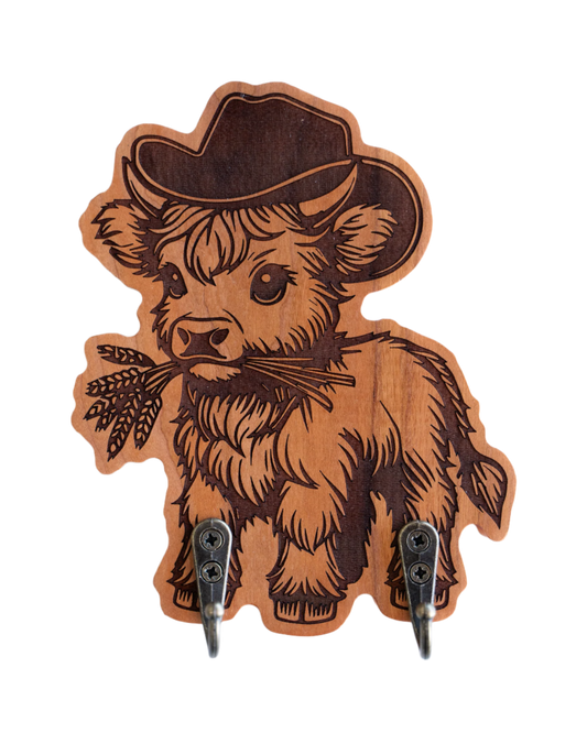 Cowboy Highland Cow Wall Hanger