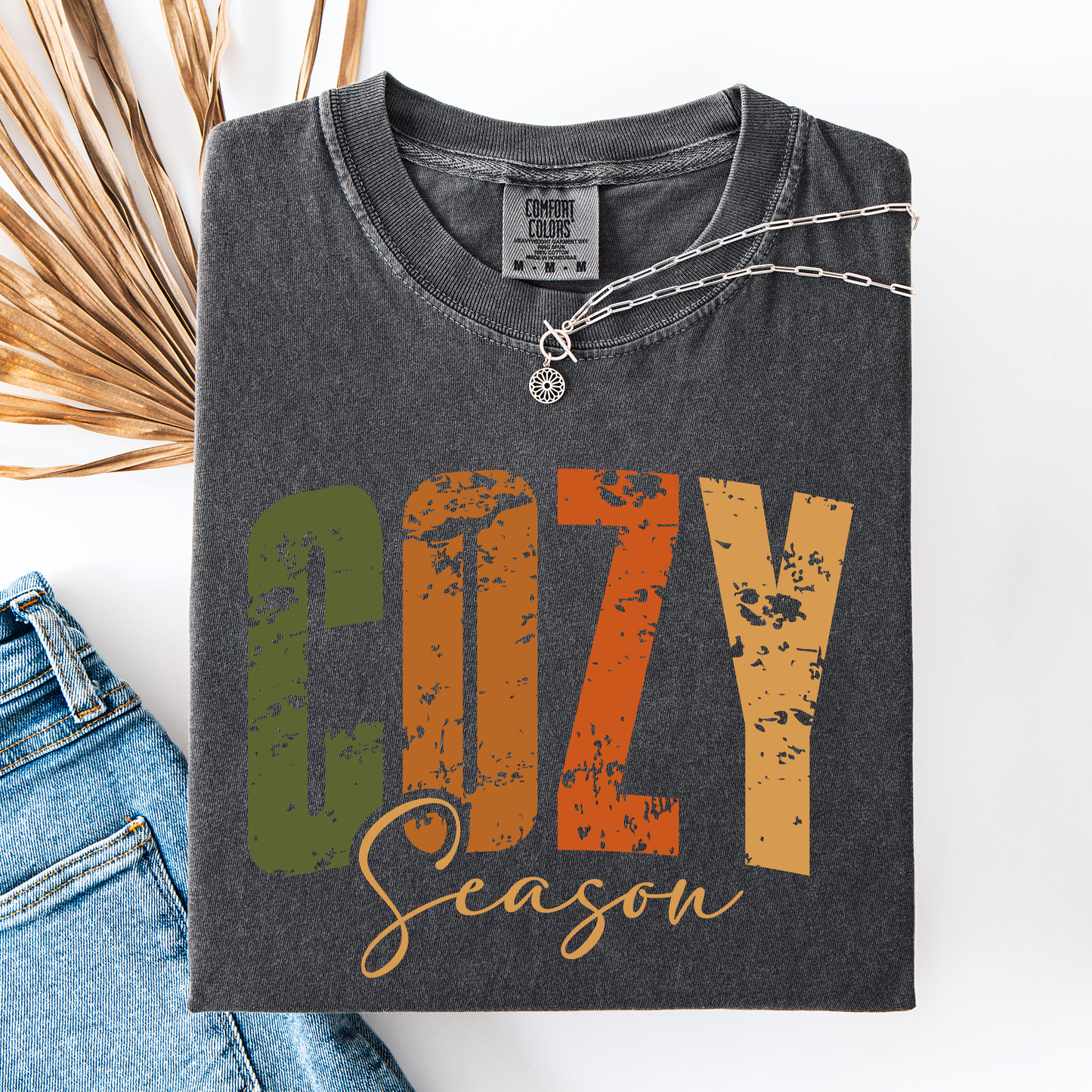 Cozy Season, Fall Vibes, Retro Varsity, Autumn, Pumpkin, Comfort Colors T-Shirt