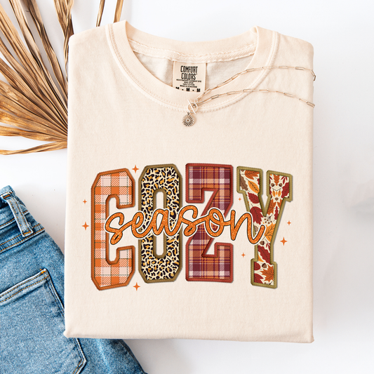 Cozy Season, Patterns, Fall Vibes, Retro Varsity, Autumn, Pumpkin, Comfort Colors T-Shirt
