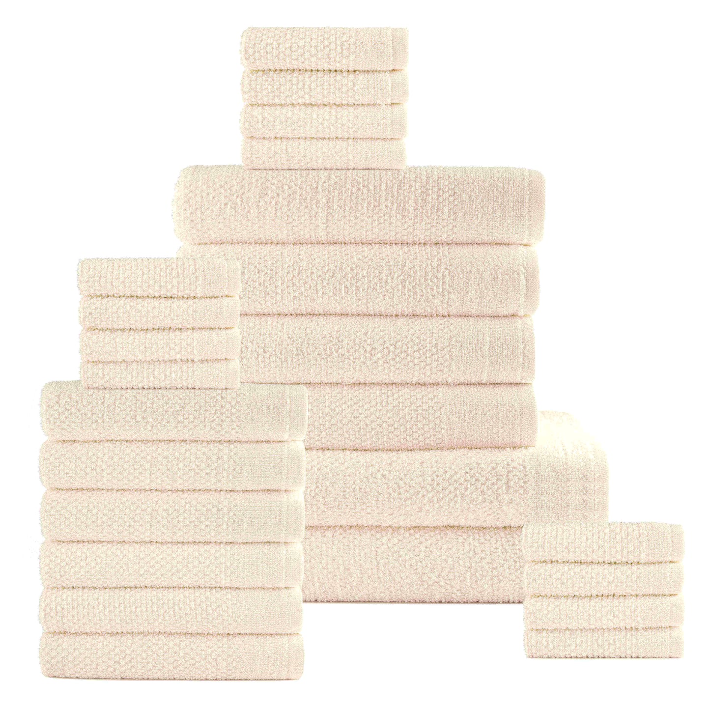 Dan River 24 Piece Popcorn Cotton Bath Towel Set.