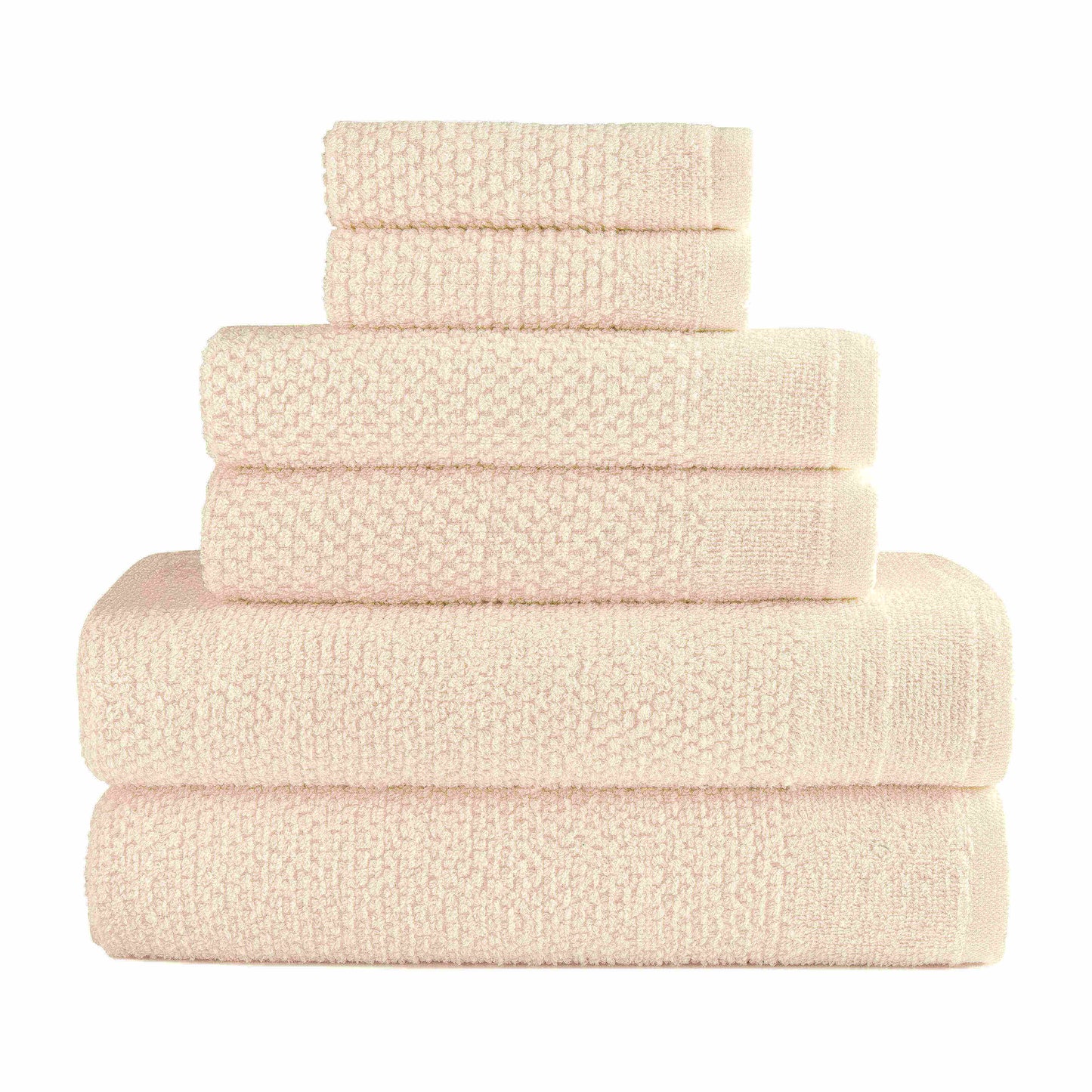 Dan River 6 Piece Popcorn Cotton Bath Towel Set.