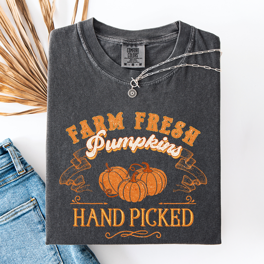 Farm Fresh Pumpkins, Hand Picked, Halloween, Fall, Autumn, Farm, Comfort Colors T-Shirt