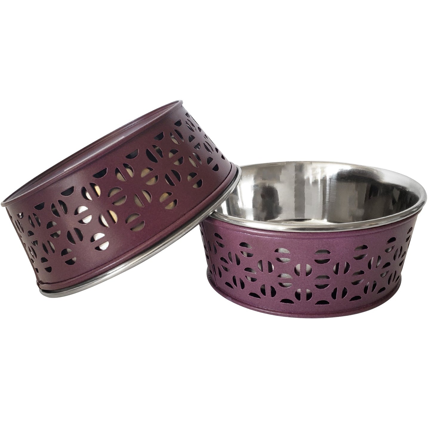 Country Living Set of 2 Stainless Steel Dog Bowls – Farmhouse Style, Ideal for Small to Medium Dogs