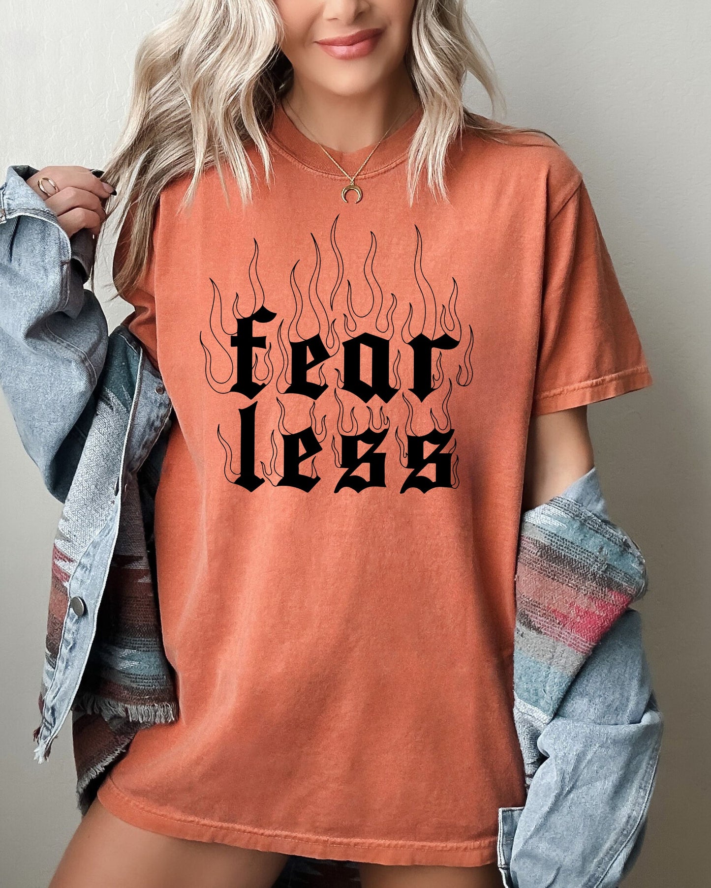Fear Less, Flames, Gothic, Aesthetic Shirt Comfort Colors T-Shirt