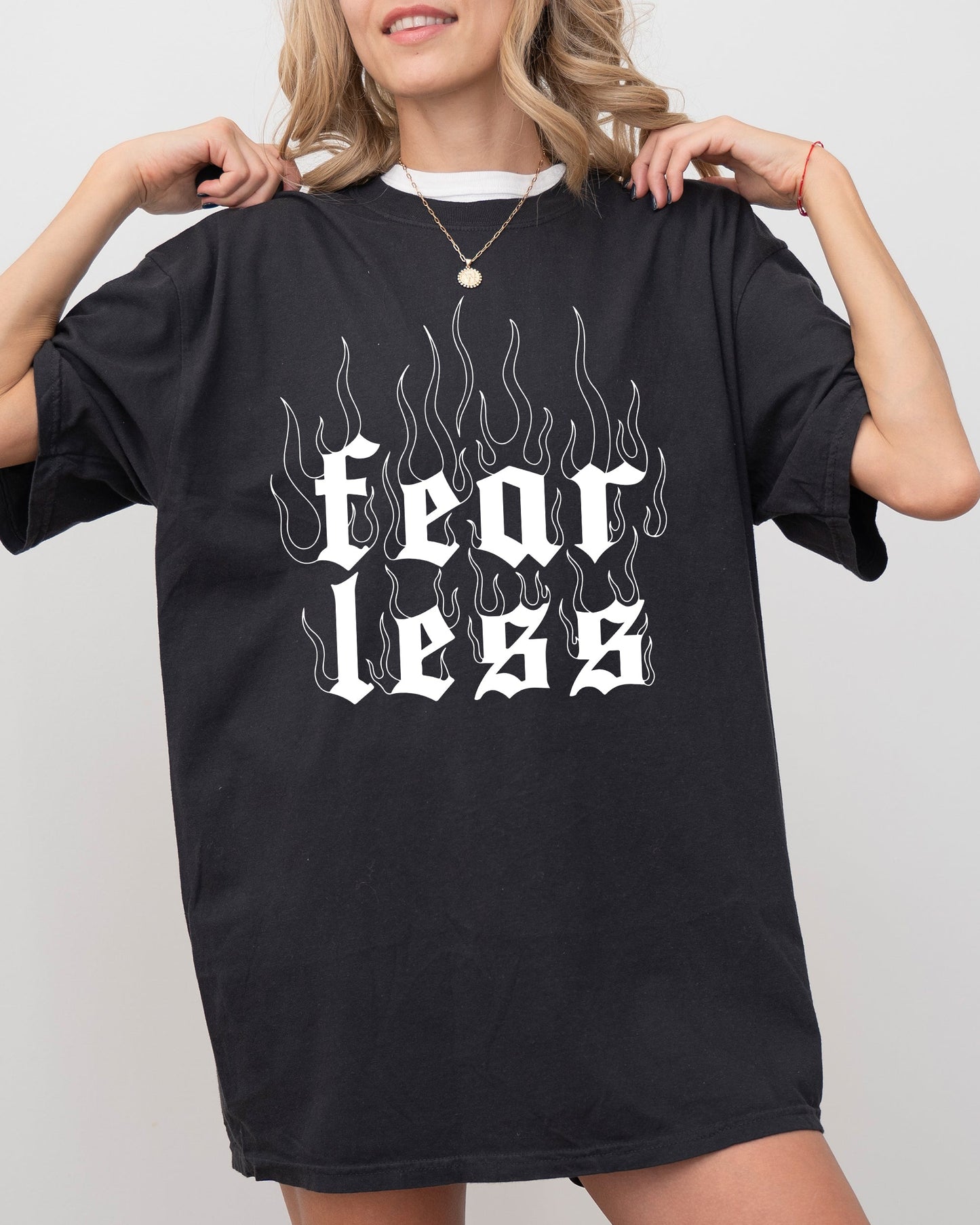 Fear Less, Flames, Gothic, Aesthetic Shirt Comfort Colors T-Shirt