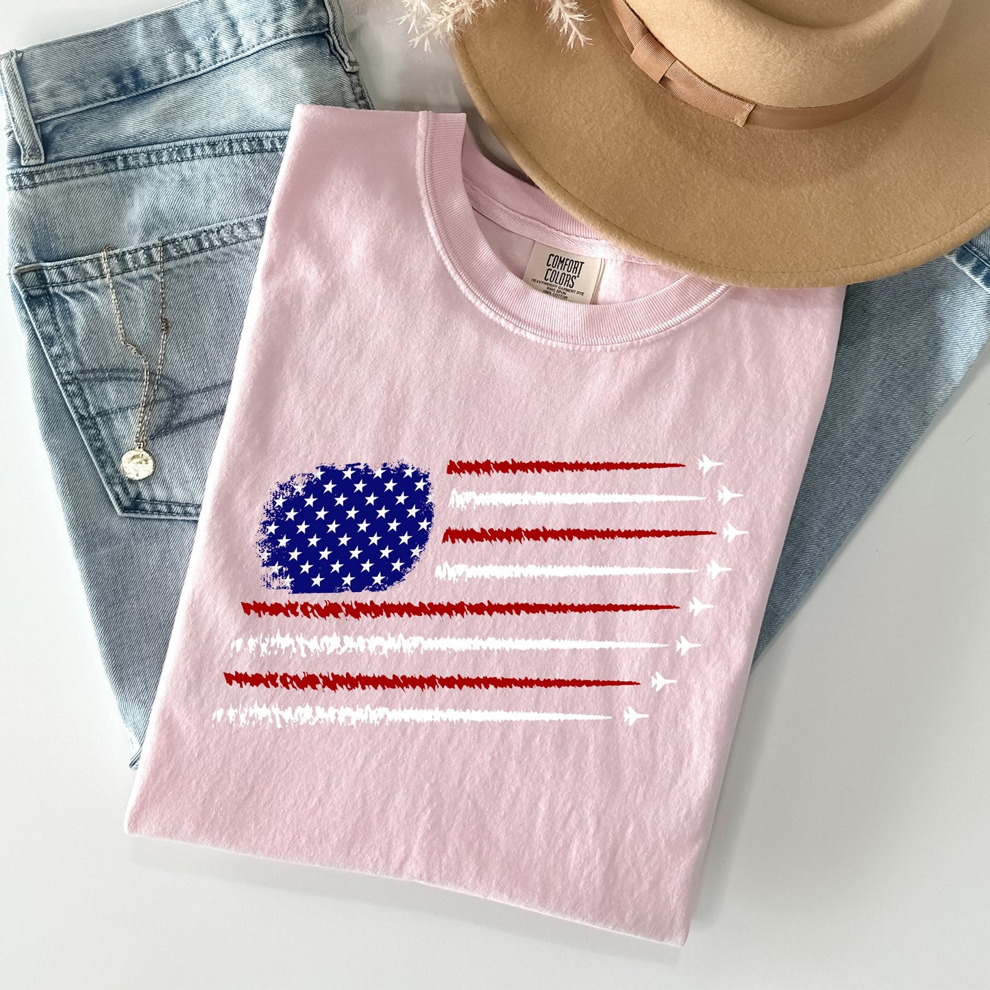 Fighter Jets, Navy, Air Force, American Flag, Tshirt Comfort Colors T-Shirt
