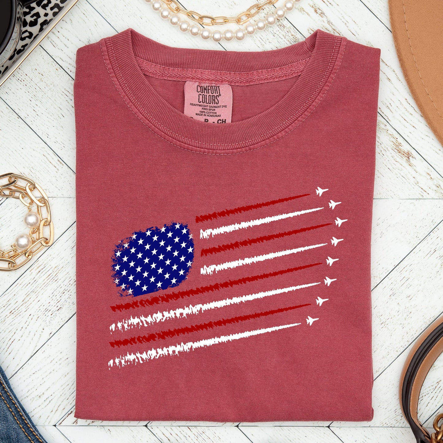Fighter Jets, Navy, Air Force, American Flag, Tshirt Comfort Colors T-Shirt