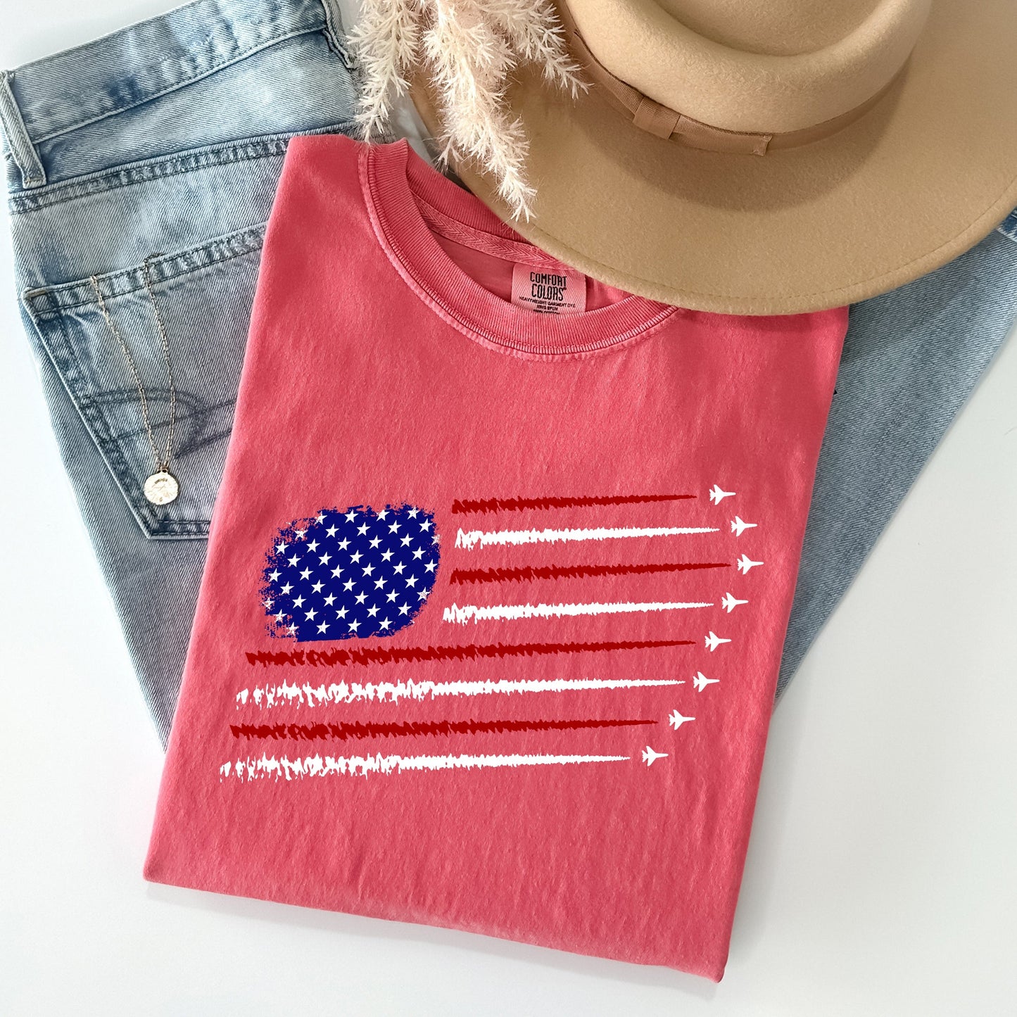 Fighter Jets, Navy, Air Force, American Flag, Tshirt Comfort Colors T-Shirt
