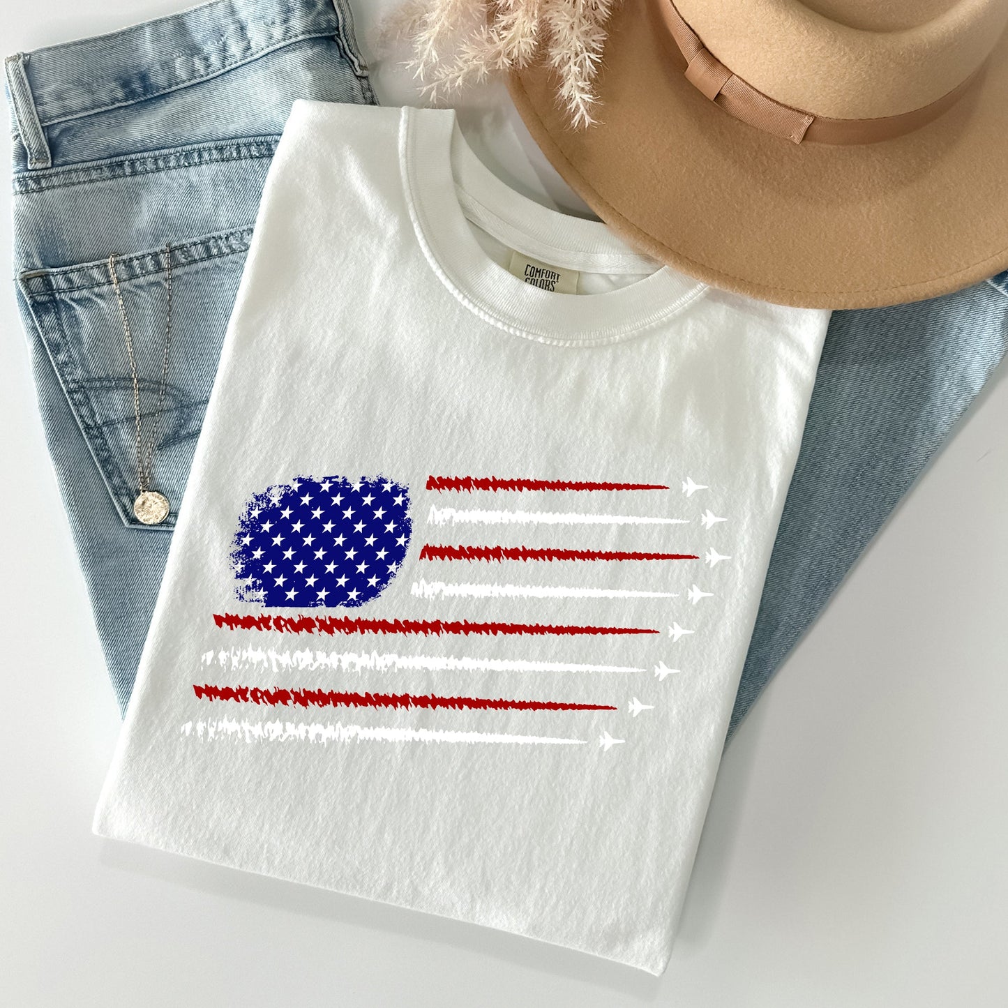 Fighter Jets, Navy, Air Force, American Flag, Tshirt Comfort Colors T-Shirt