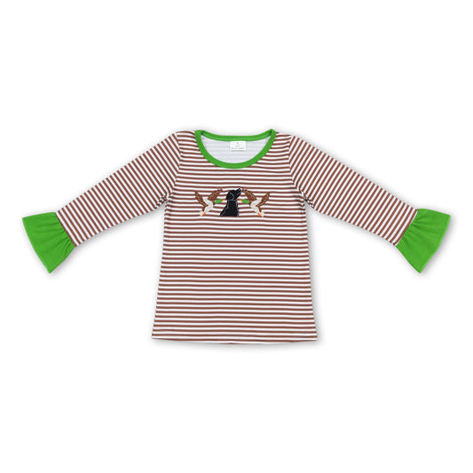 Brown stripe long sleeves duck dog girls hunting shirt