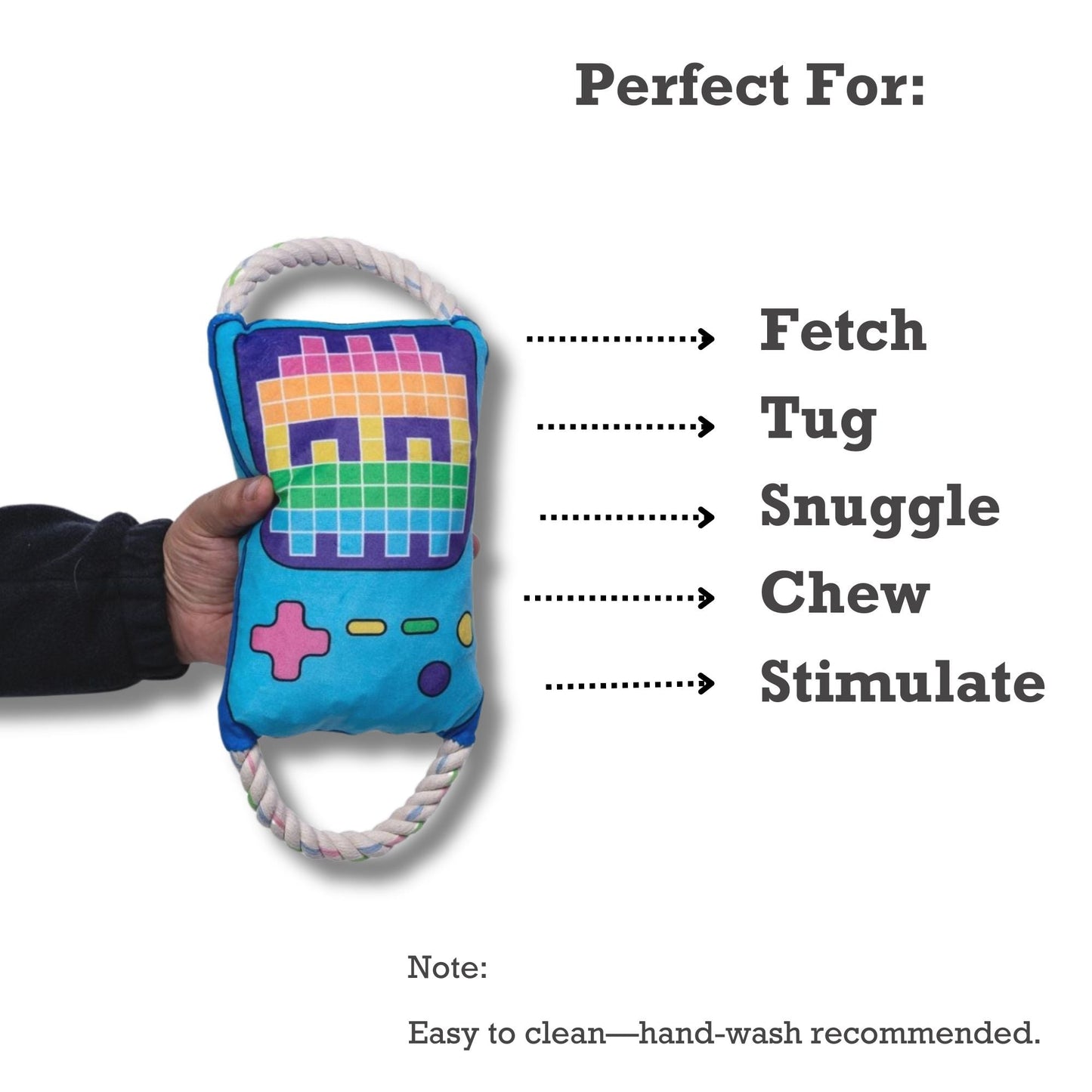 Retro Gamer Plush Dog Toy – with Squeaker & Crinkle Paper for Fun Play