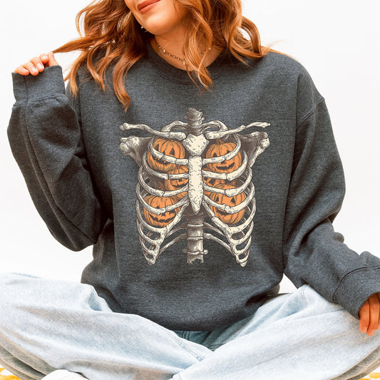 Halloween Skeleton, Pumpkins, Anatomy, Spooky Sweatshirt
