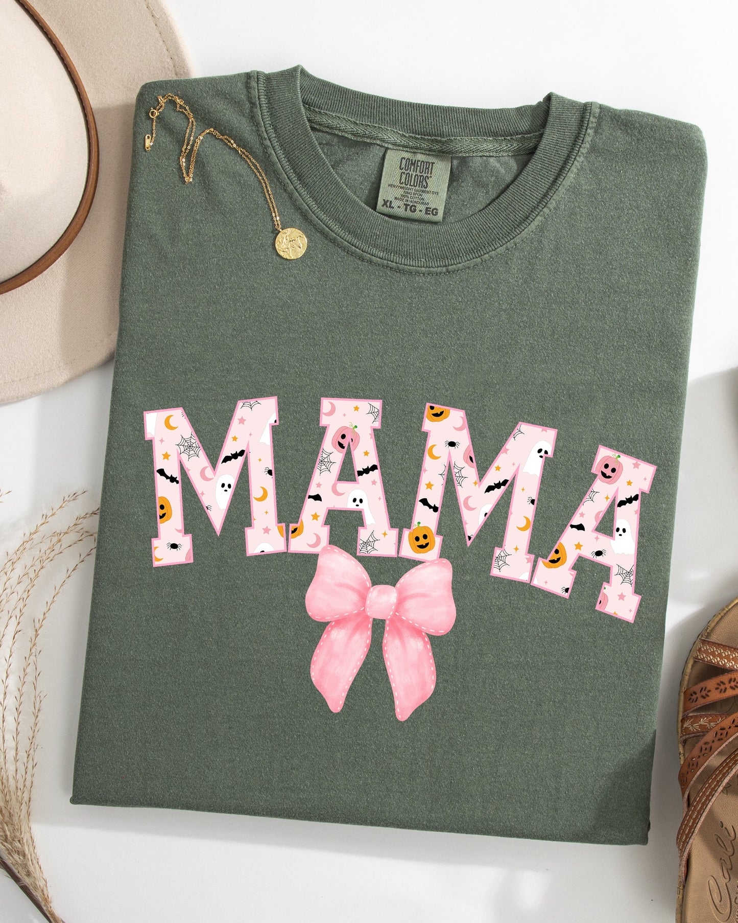 Halloween, Mama, Coquette Ribbons and Bows, Fall, Autumn Shirt Comfort Colors T-Shirt