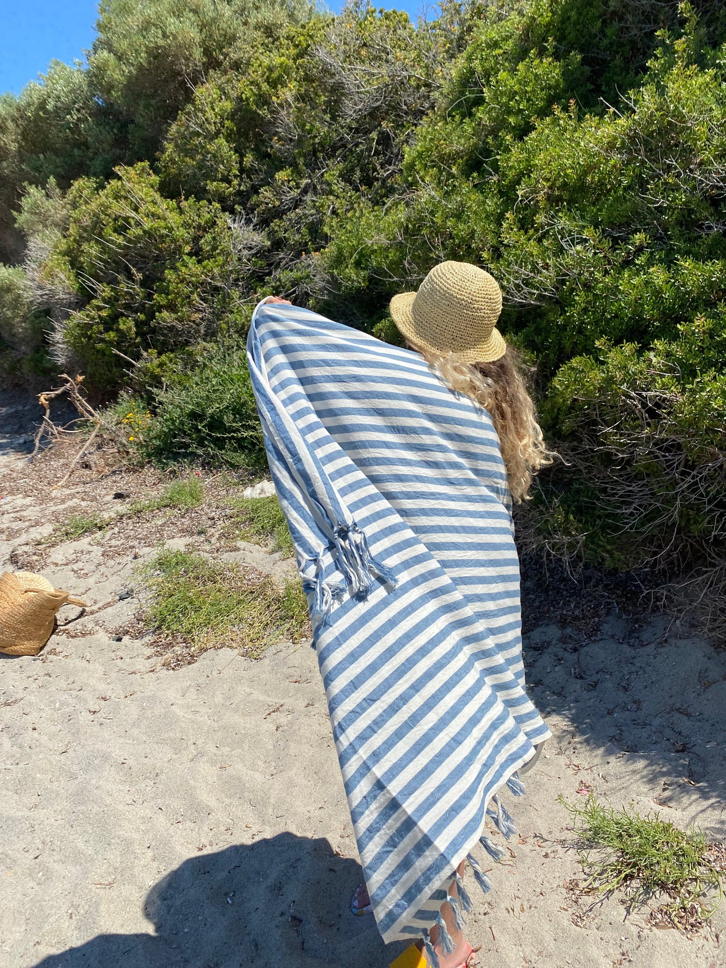 Girit Blue Cotton Linen Towel