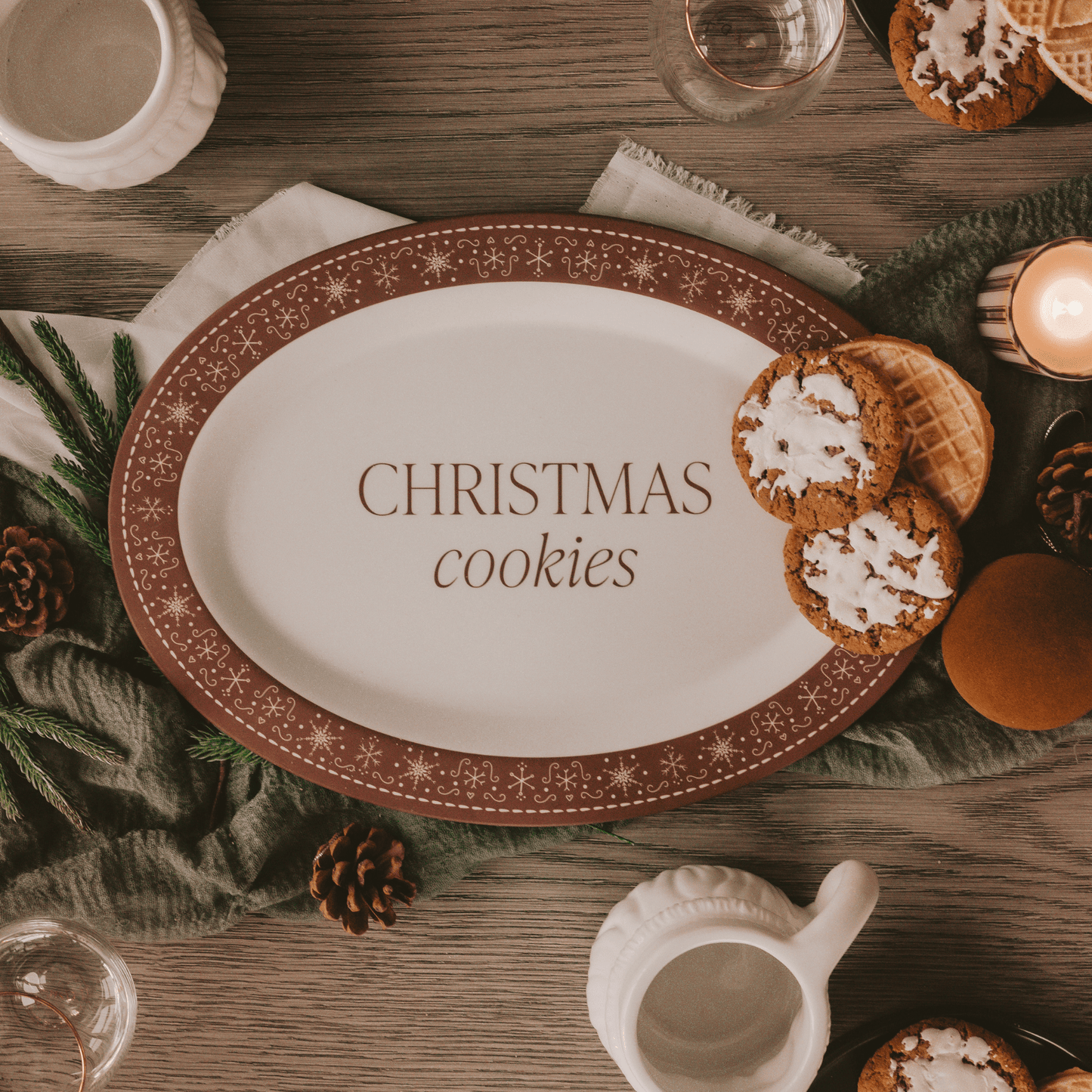 Gingerbread Oval Christmas Cookie Tray
