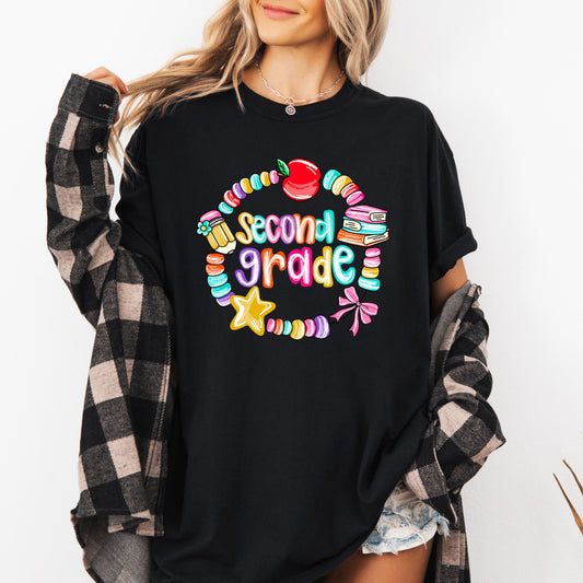 Second Grade, Teacher, Back to School, Bracelets, Bow, First Day of School, Cute, Teacher Appreciation, Coquette, Comfort Colors T-Shirt