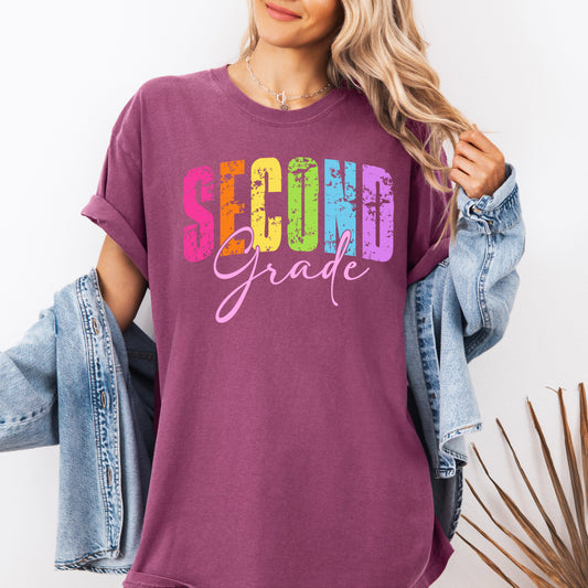 Second Grade, Retro, Teacher, Back to School, First Day of School, Cute, Teacher Appreciation, Coquette, Comfort Colors T-Shirt